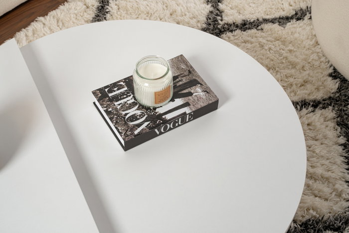 Nordure Mesa de Centro Orion - Blanca, Mesa Grande 90x30x60 cm, Mesa Pequeña 85x35x30 cm